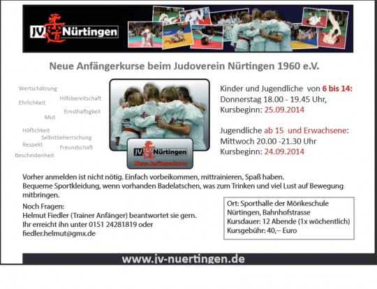 Neue Anfängerkurse beim Judoverein Nürtingen