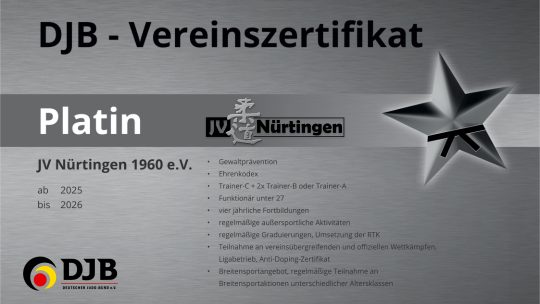 JV-Nürtingen erreicht Platin-Status im Vereinszertifikat des Deutschen Judo-Bundes